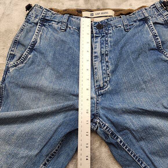 Vintage Y2K Gap Jeans Mens 33x32 Blue Articulated Knee Wide Leg Adjustable Waist - Picture 13 of 16
